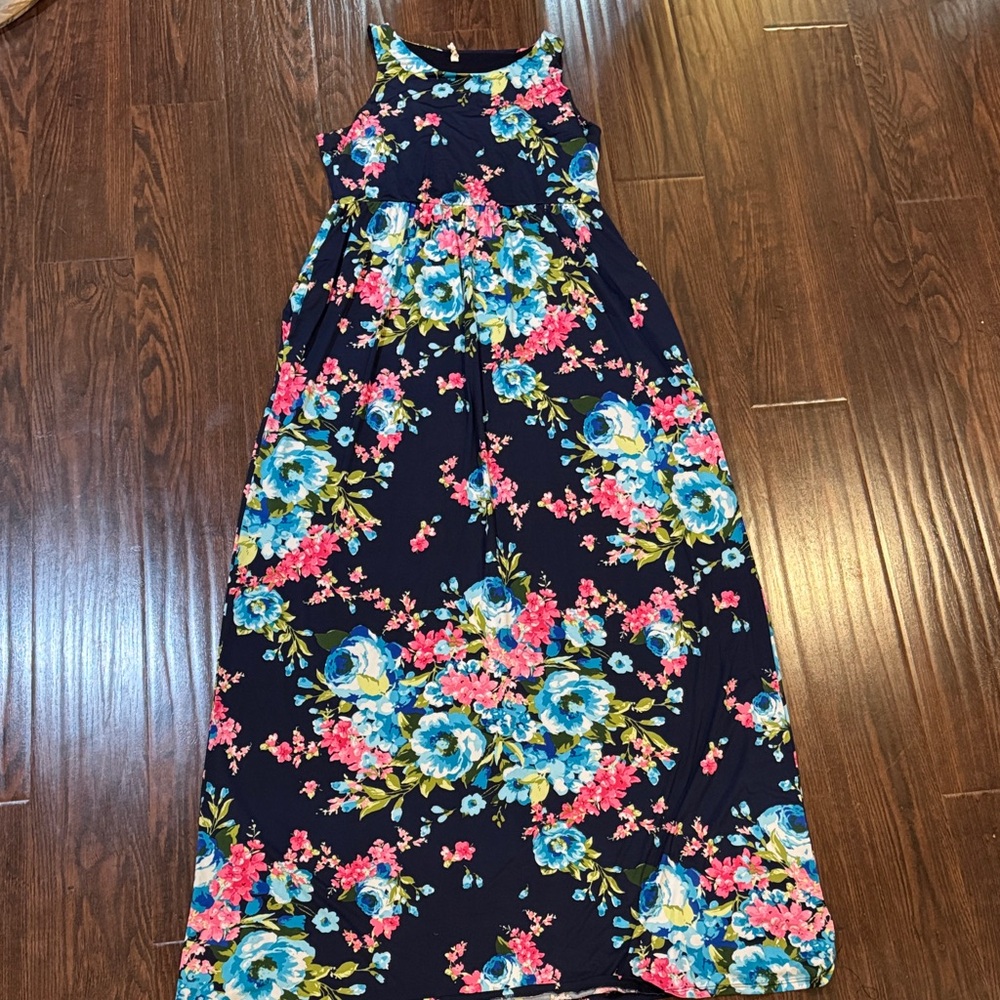 Beeson River Floral Maxi Dress - Blue and Pink